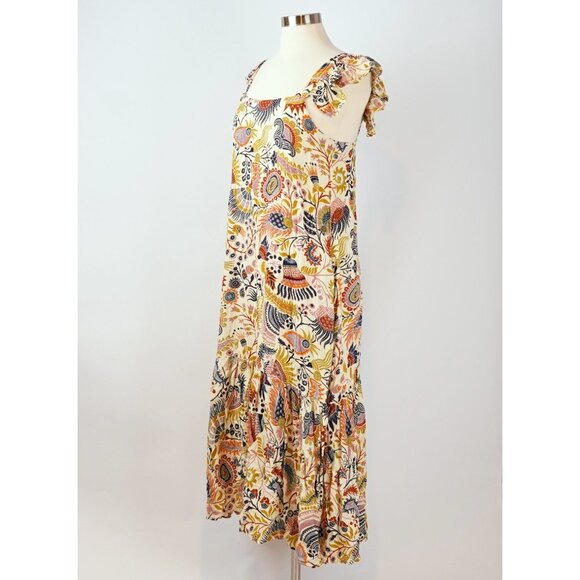 House of Harlow Tiered Floral Flutter Sleeve Midi Dress - Size Medium - Picture 2 of 7